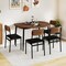 5-Piece Brown Dining Set – Round Drop-Leaf Table with 4 Upholstered Chairs, 330-lb Chair Capacity